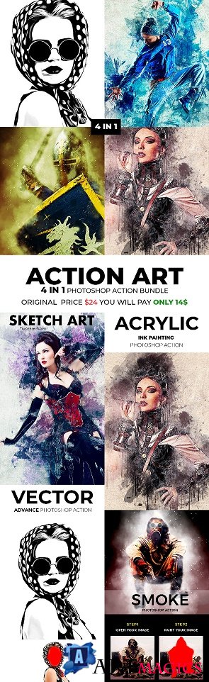 Action Art Photoshop Action Bundle - 22300819