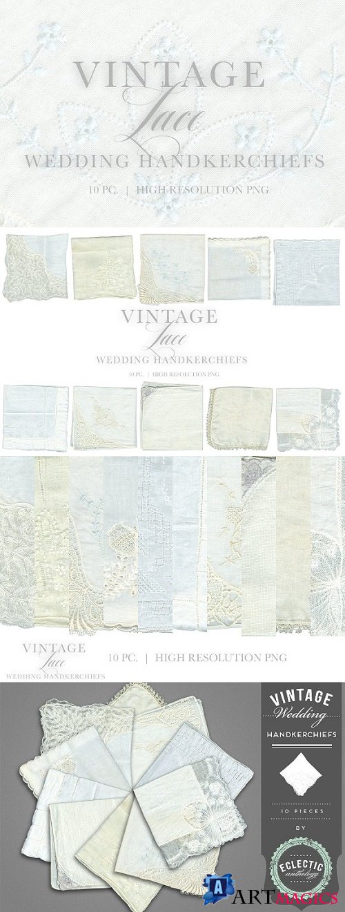 Vintage Lace Wedding Handkerchiefs - 12131