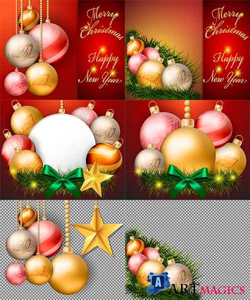       / Backgrounds with Christmas balls in vector
