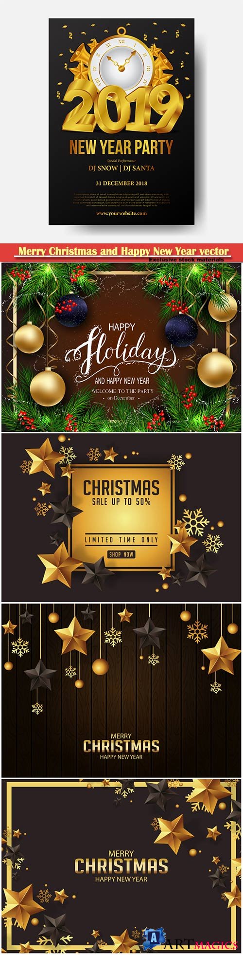2019 Merry Christmas and Happy New Year vector design # 7