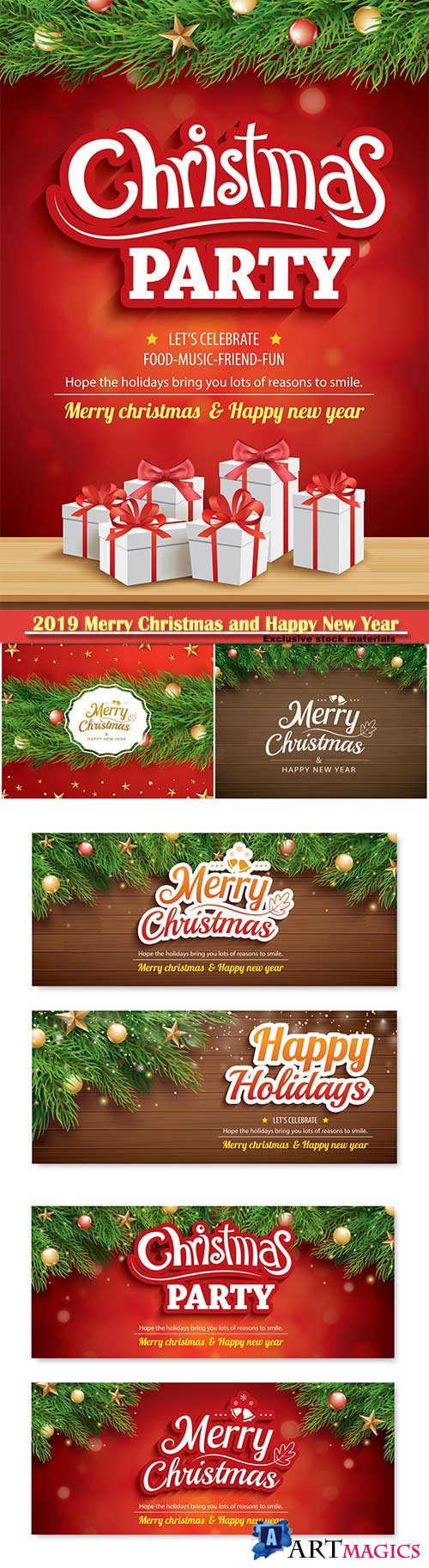 2019 Merry Christmas and Happy New Year vector design # 13
