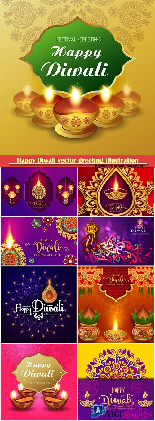 Happy Diwali vector greeting illustration # 8