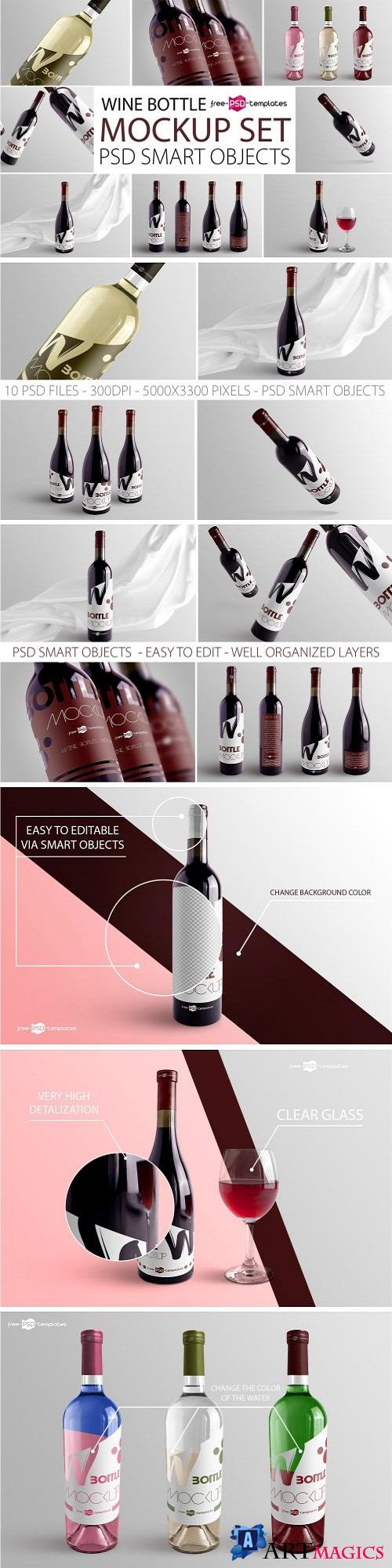 Wine Bottle Mockup Set 3130526