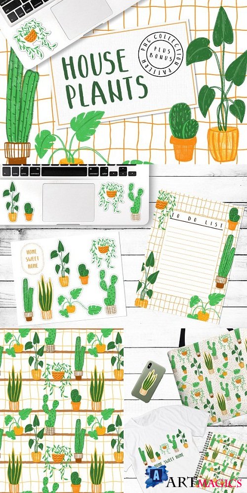 HOUSEPLANTS  PNG & Patterns Pack - 2916669