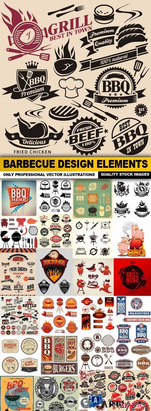 Barbecue Design Elements - 25 Vector