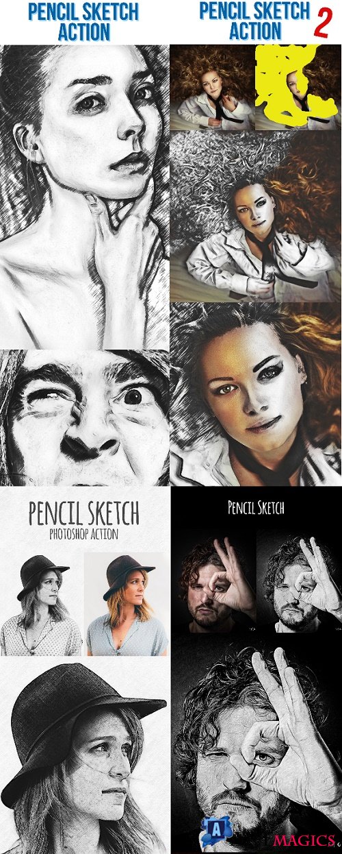 Pencil Sketch Bundle - 4 Photoshop Action - 22103984