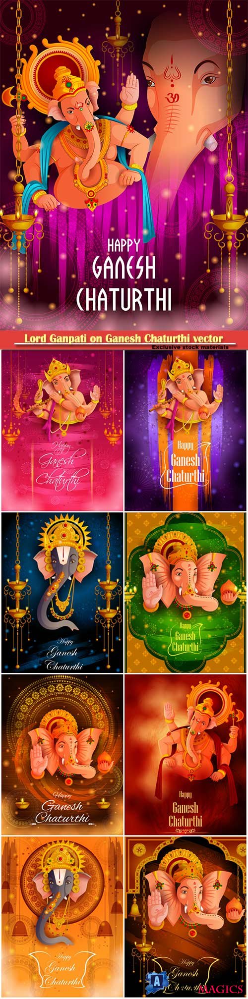 Lord Ganpati on Ganesh Chaturthi vector background