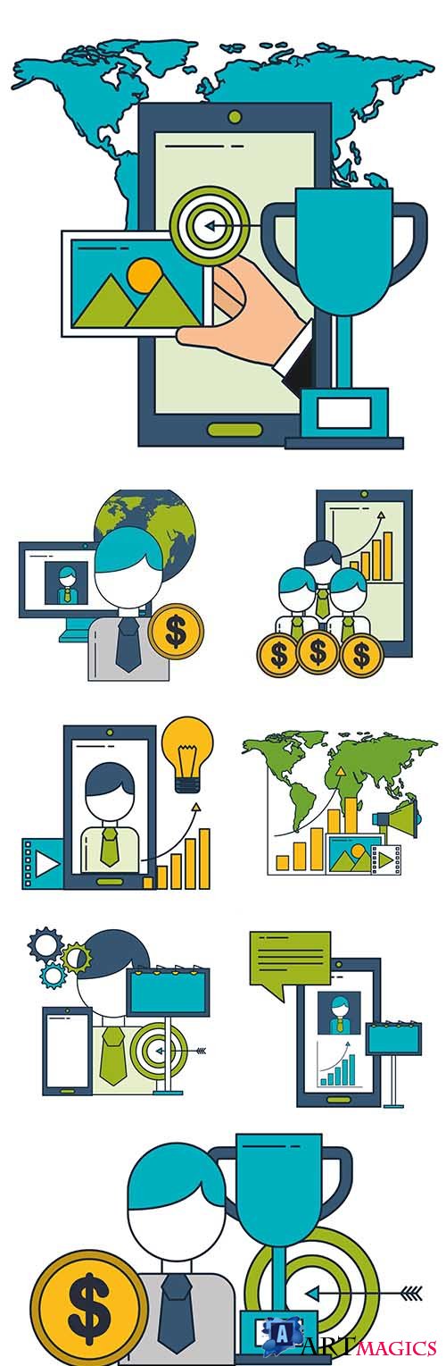 Business money world finance success calculator illustration