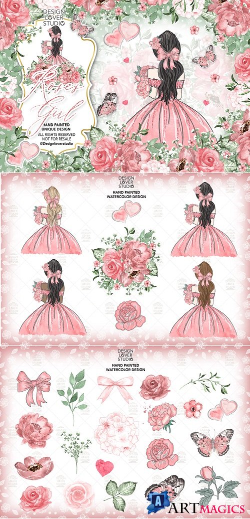 DesignBundles - Roses Girl design - 176719
