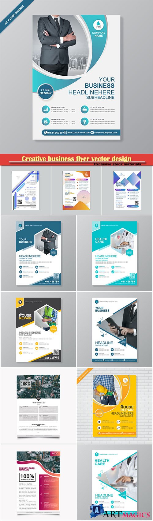 Creative business flyer vector design, corporate template layout presentation