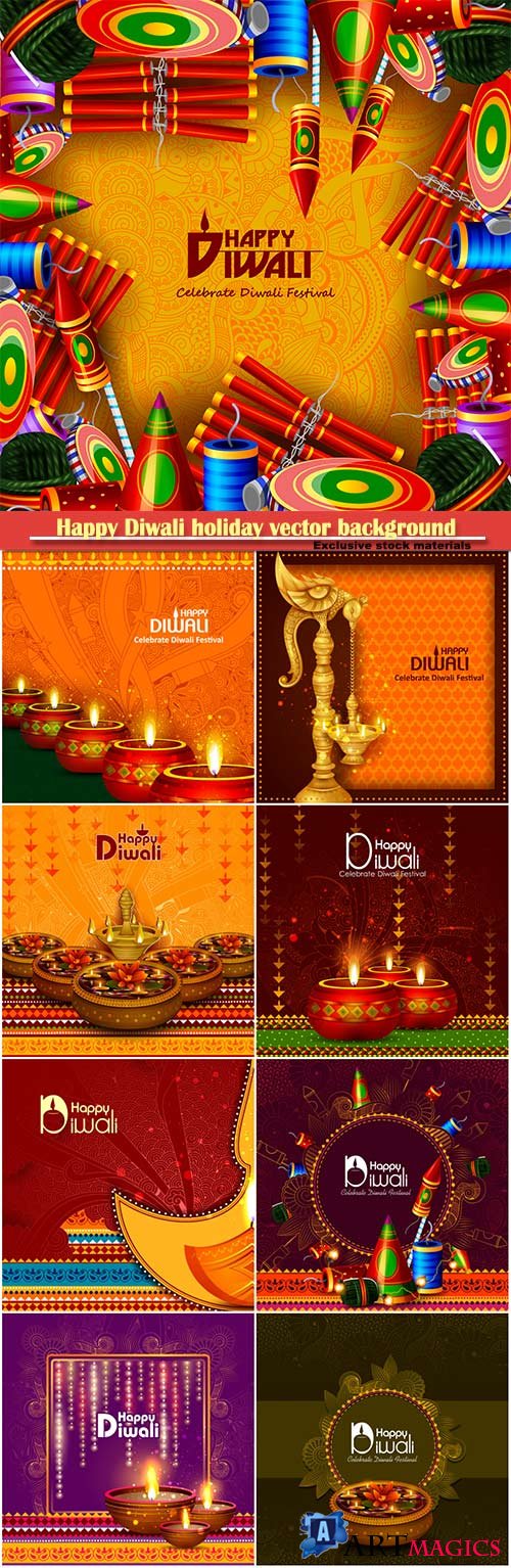 Vector illustration of decorated diya for Happy Diwali
