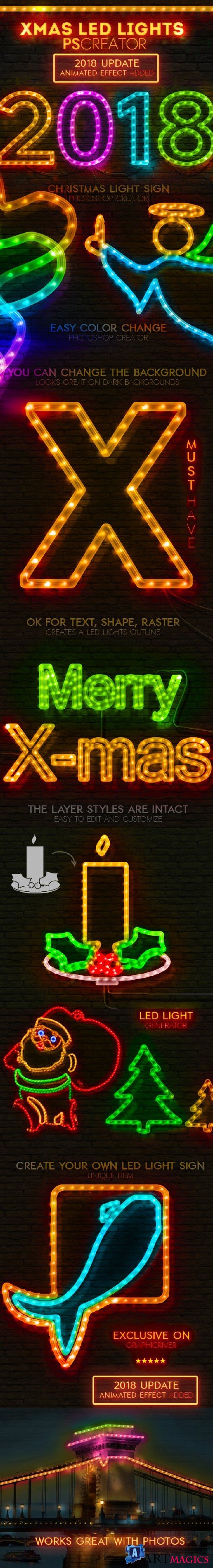 Christmas LED Light Rope Photoshop Action - 9475071