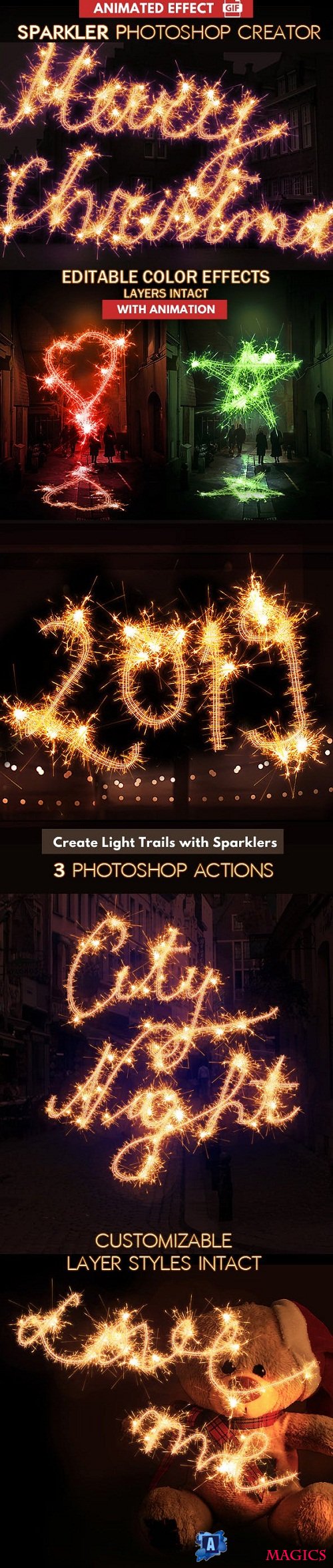 Sparklers Light Trails Photoshop Actions - 9545780