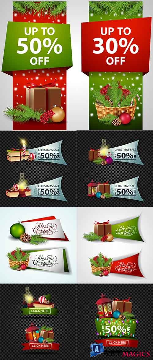       - 12 / Christmas banners in vector - 12 