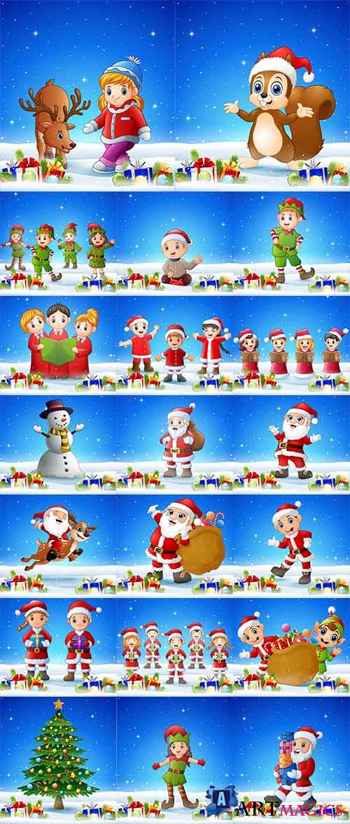   - 4 -   / Christmas characters - 4 - Vector Graphics