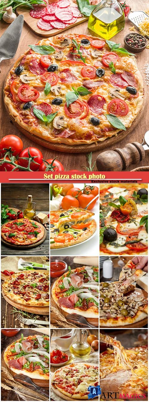 Set pizza stock photo