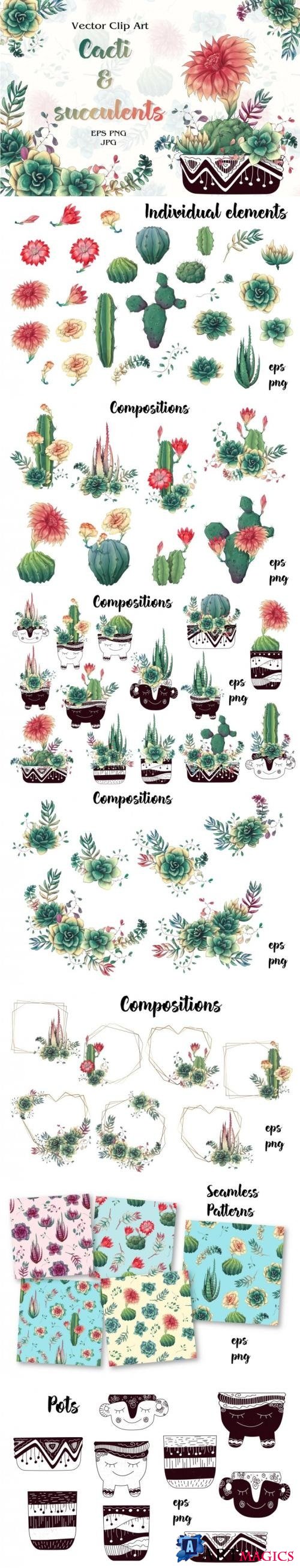 Thehungryjpeg - Cacti & Succulents - 3515603