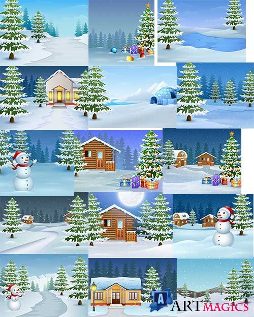   -   / Winter landscapes - vector clipart