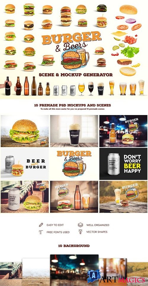 Burger&Beer Mock-up Scene Creator - 3231078