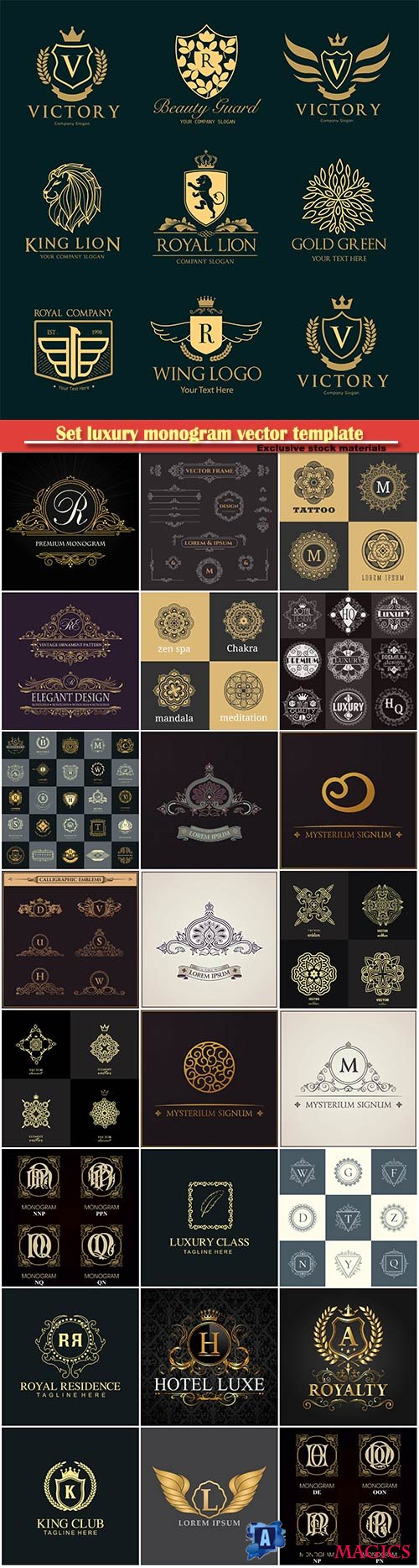 Set luxury monogram vector template, logos, badges, symbols # 2