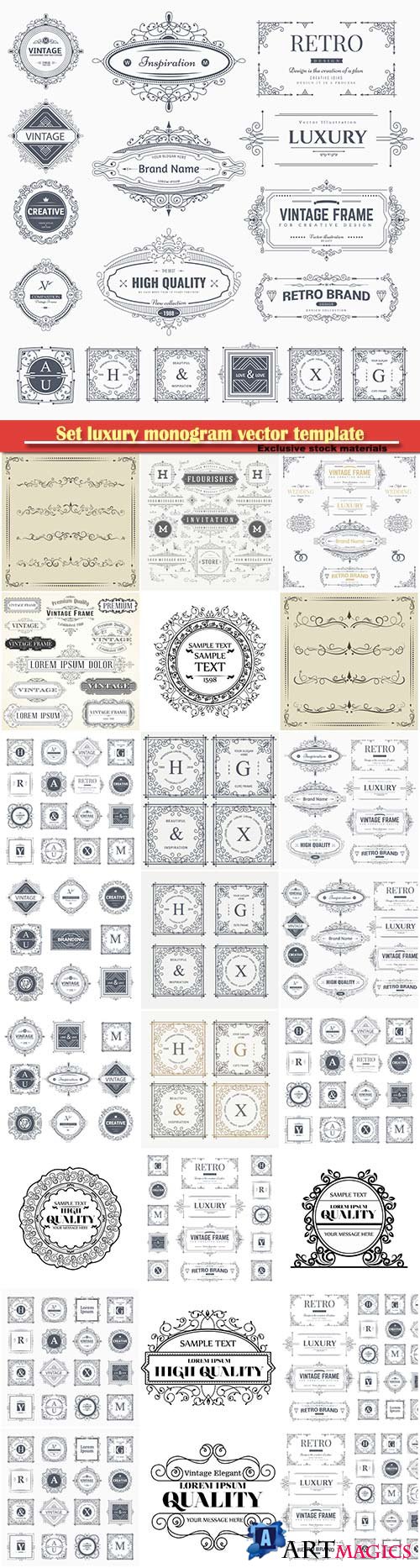 Set luxury monogram vector template, logos, badges, symbols # 9