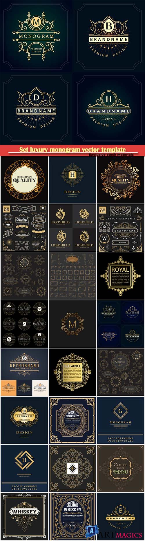 Set luxury monogram vector template, logos, badges, symbols # 12