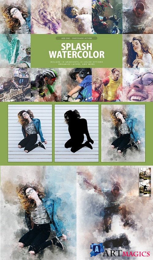 Splash Watercolor Photoshop Action 3277527