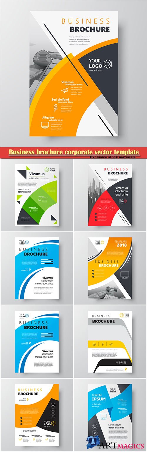 Business brochure corporate vector template, magazine flyer mockup # 6