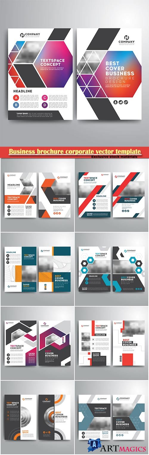 Business brochure corporate vector template, magazine flyer mockup # 4