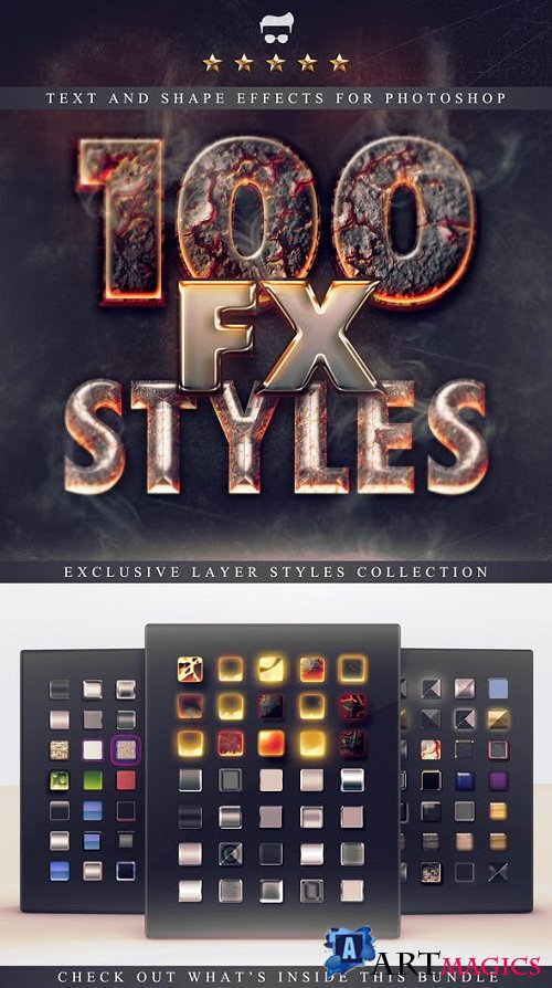 100 Layer Styles Bundle - Text Effects Set 3116716