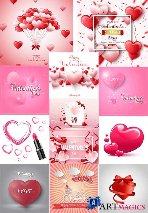     - 4 -   / Romantic heart backgrounds - 4 - Vector Graphics