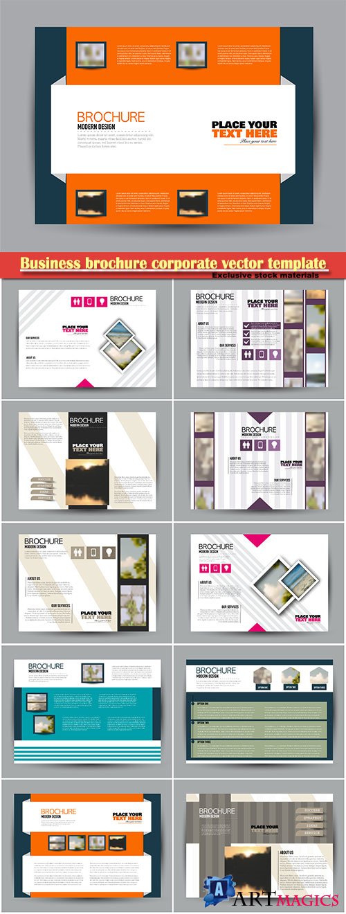 Business brochure corporate vector template, magazine flyer mockup # 9