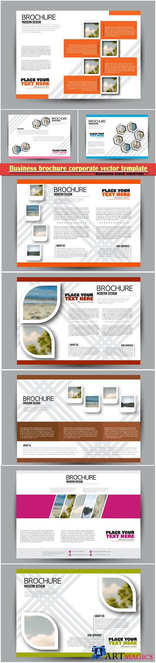 Business brochure corporate vector template, magazine flyer mockup # 16