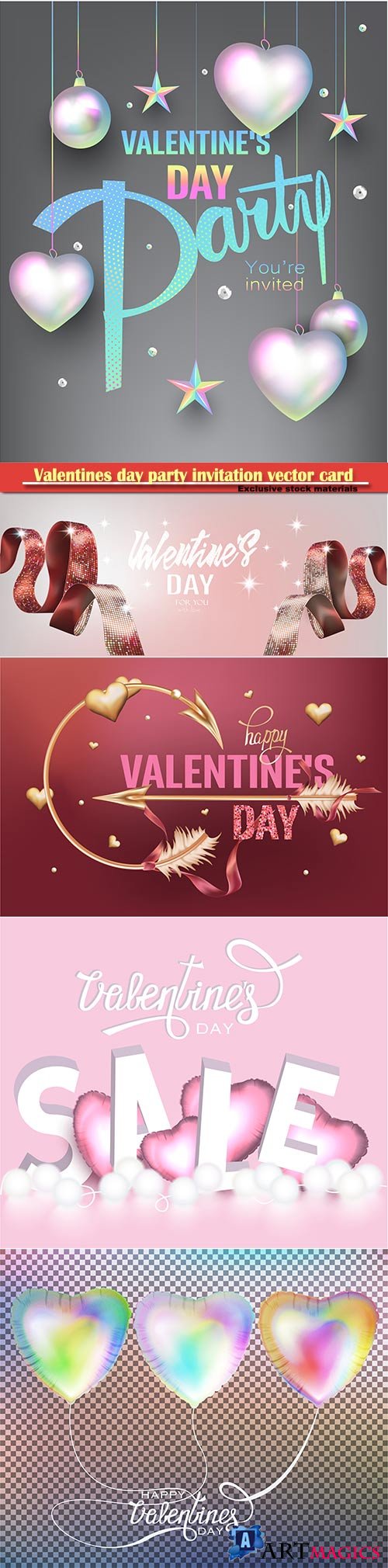 Valentines day party invitation vector card # 8