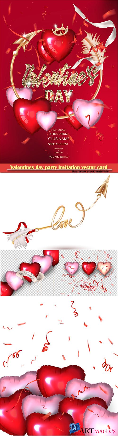 Valentines day party invitation vector card # 4