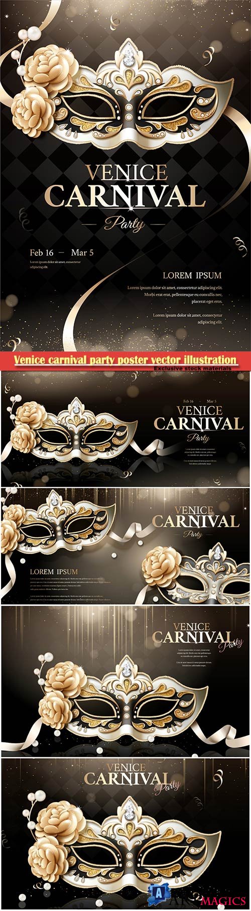 Venice carnival party poster vector illustration