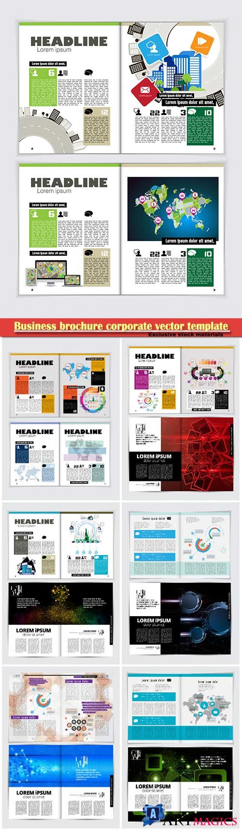 Business brochure corporate vector template, magazine flyer mockup # 19