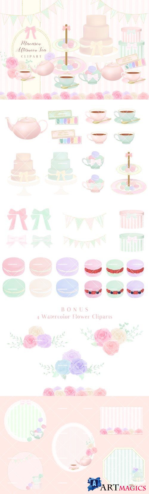 Macaron Afternoon Tea Party Cliparts