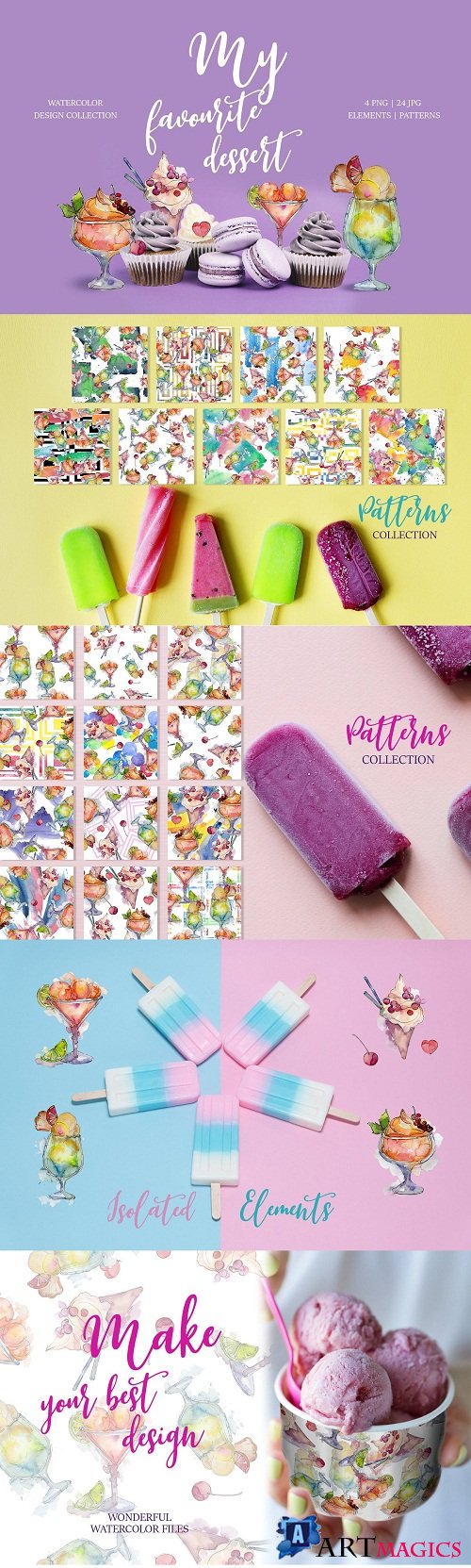 Ice cream Fruit Watercolor png - 3374498