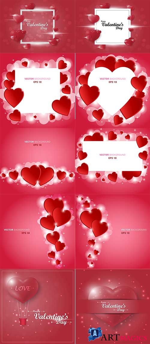     - 6 -   / Romantic heart backgrounds - 6 - Vector Graphics