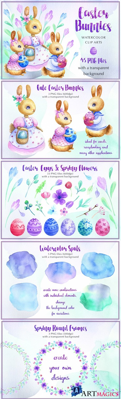 designbundles - Easter bunnies. Watercolor set - 200033
