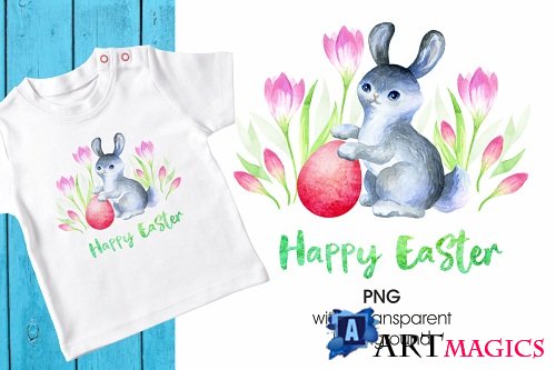 Cute Easter bunny. Printable png - 195708
