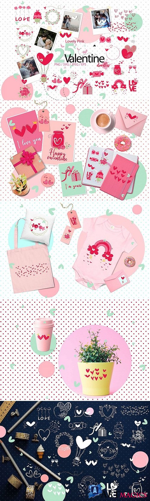 designbundles - Lovely Pink valentine doodles -198670