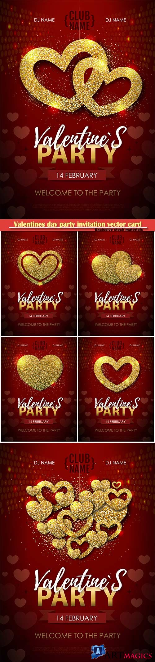 Valentines day party invitation vector card # 13