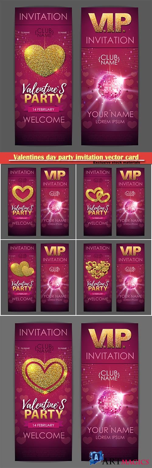 Valentines day party invitation vector card # 11