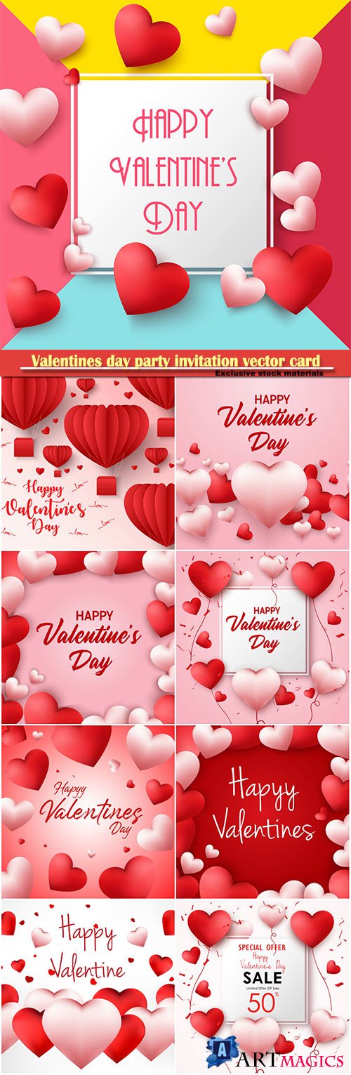 Valentines day party invitation vector card # 14