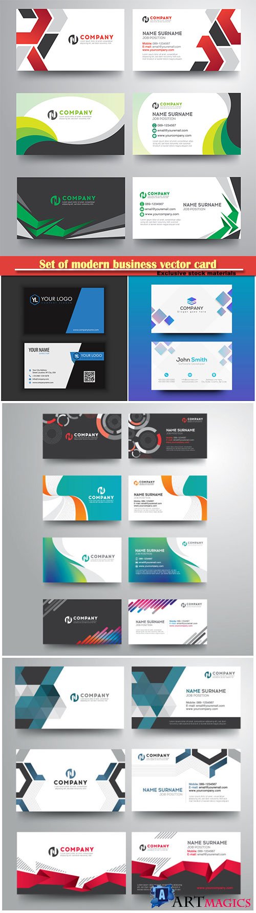 Set of modern business vector card, creative with geometric colorful