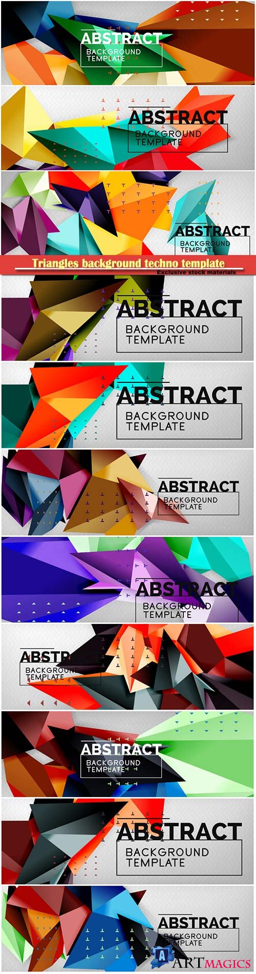 Triangles background techno template, vector illustration