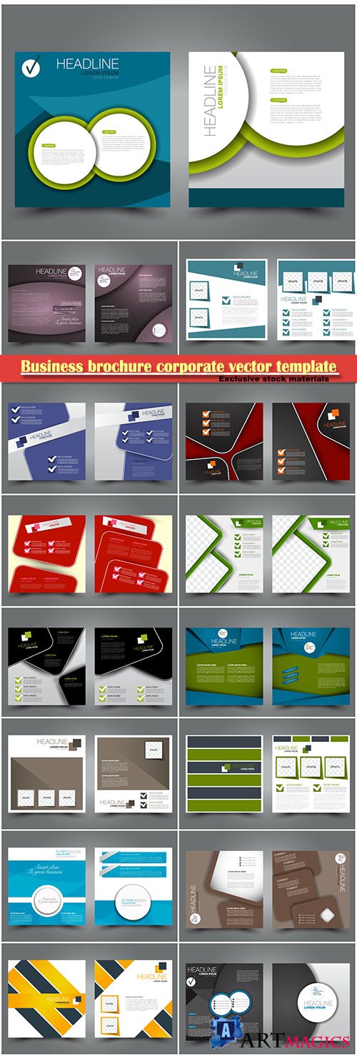 Business brochure corporate vector template, magazine flyer mockup # 25