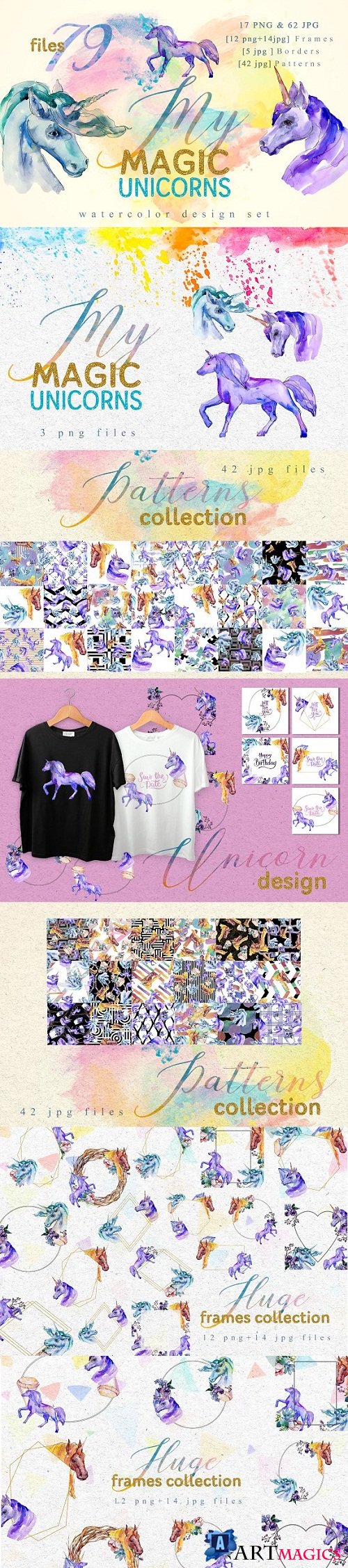 Magic Unicorn Watercolor png - 3348350